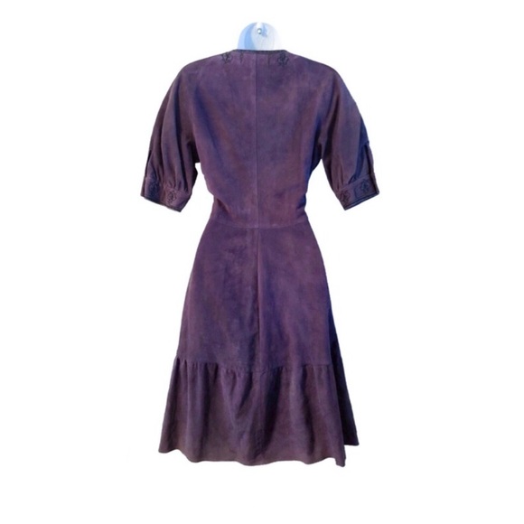 YSL Rive Gauche Suede Embroidered Dress - Picture 6 of 8